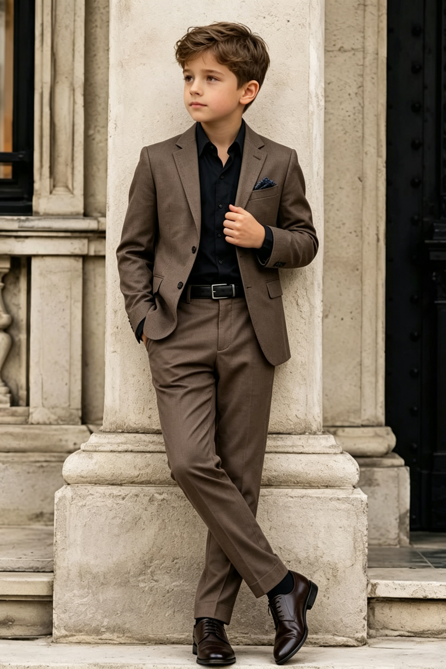 Deep Taupe Lapel Single‑Button 2‑Piece Suit