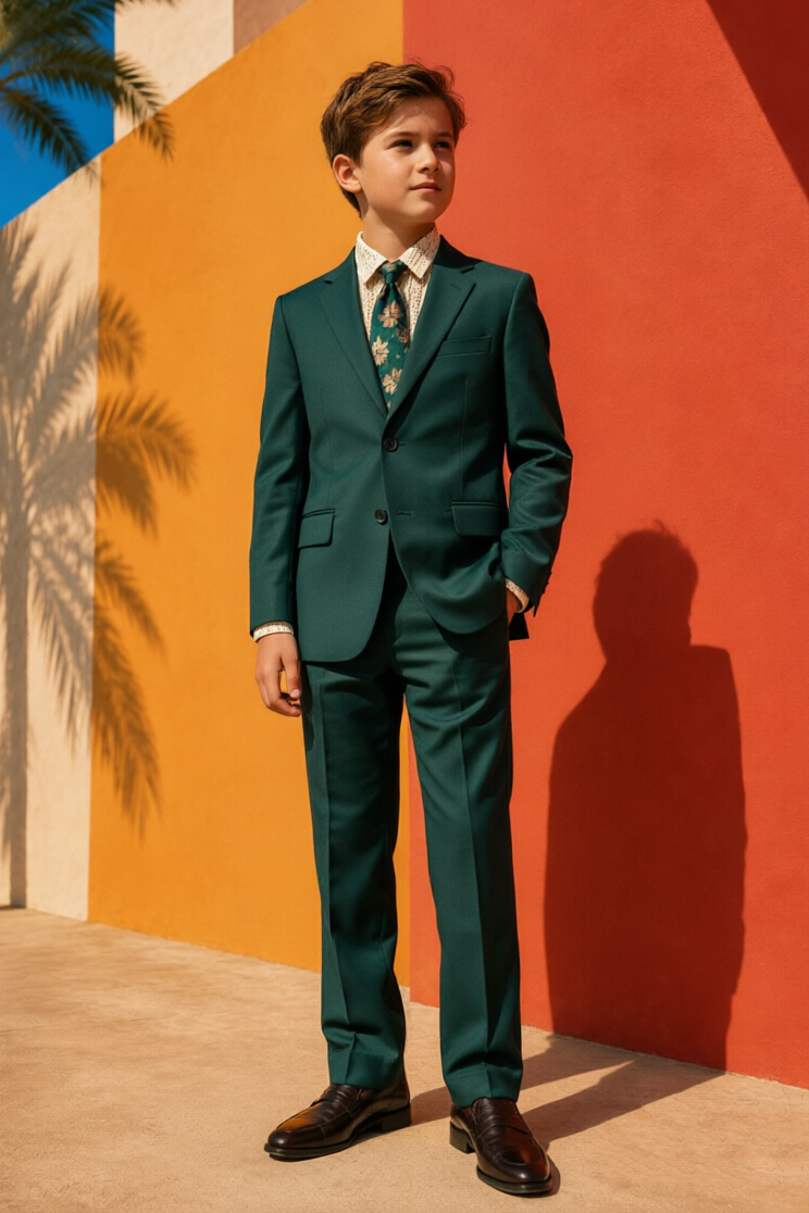 Deep Green Notch Lapel Single‑Button Formal 2‑Piece Suit