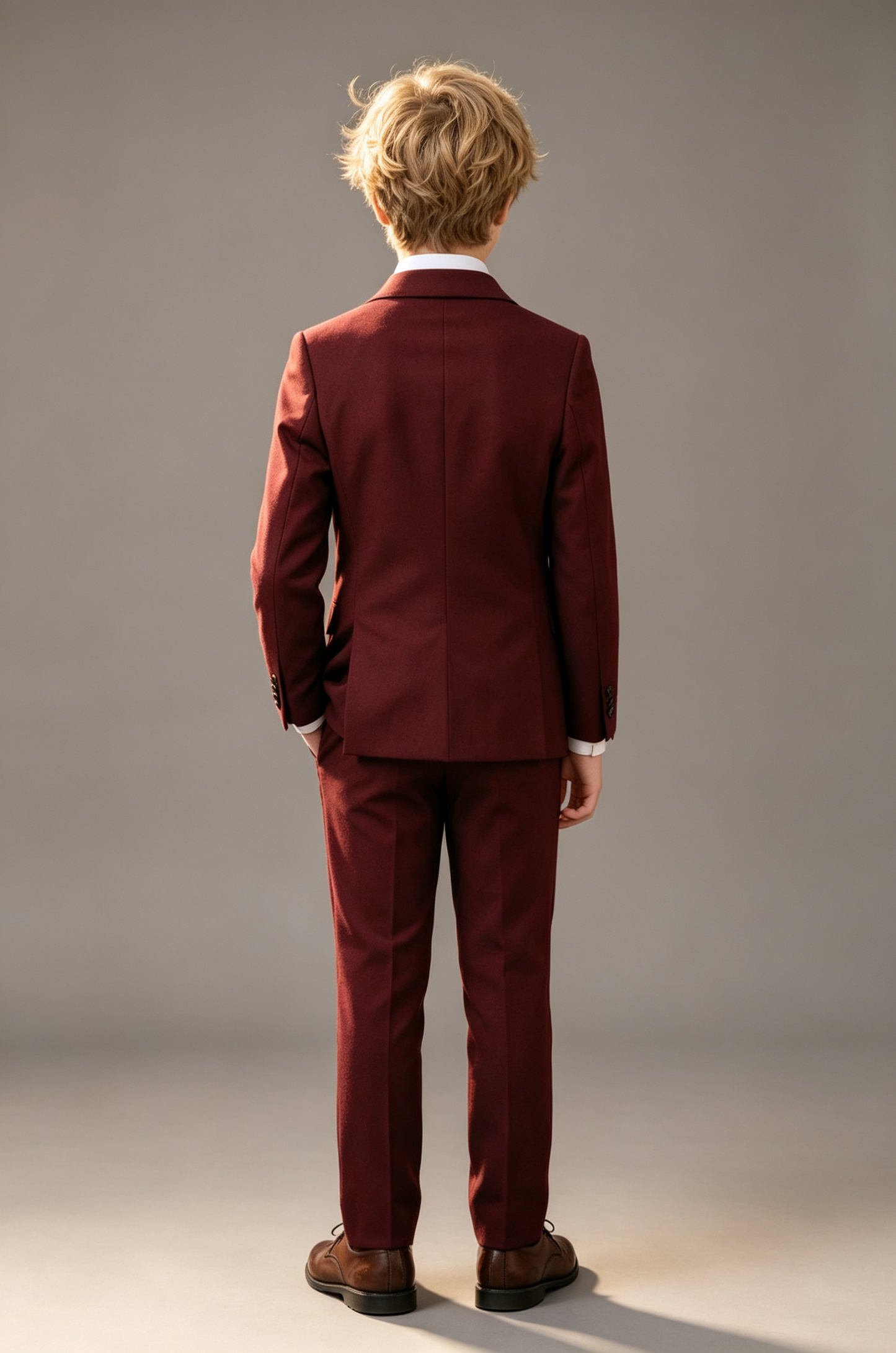 Burgundy Notch Lapel Double‑Breasted 2‑Piece Suit