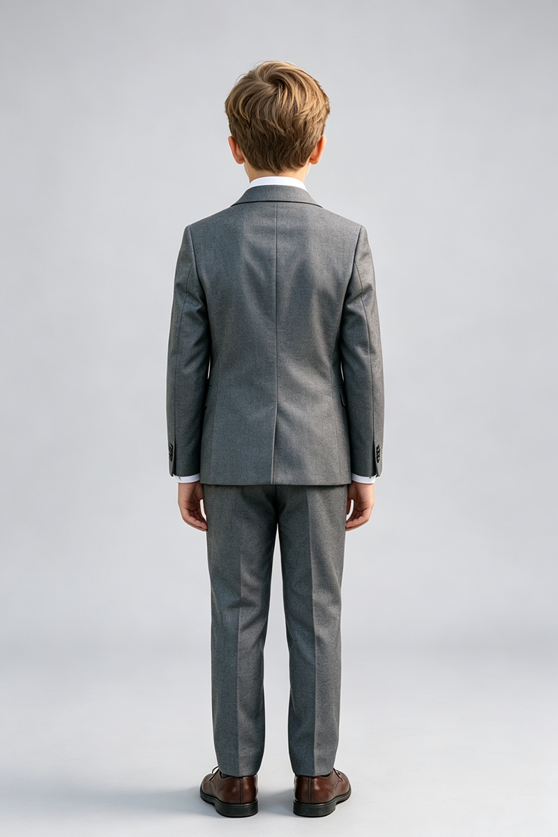 Boys Grey with Classic Notch Lape 2‑Piece Suit for Weddings