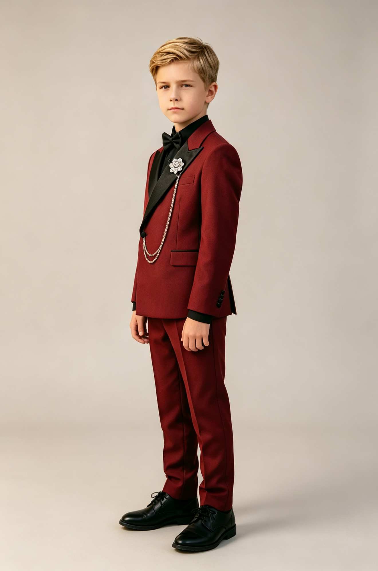 Red & Black Satin Lapels Single‑Breasted 2‑Piece Tuxedo