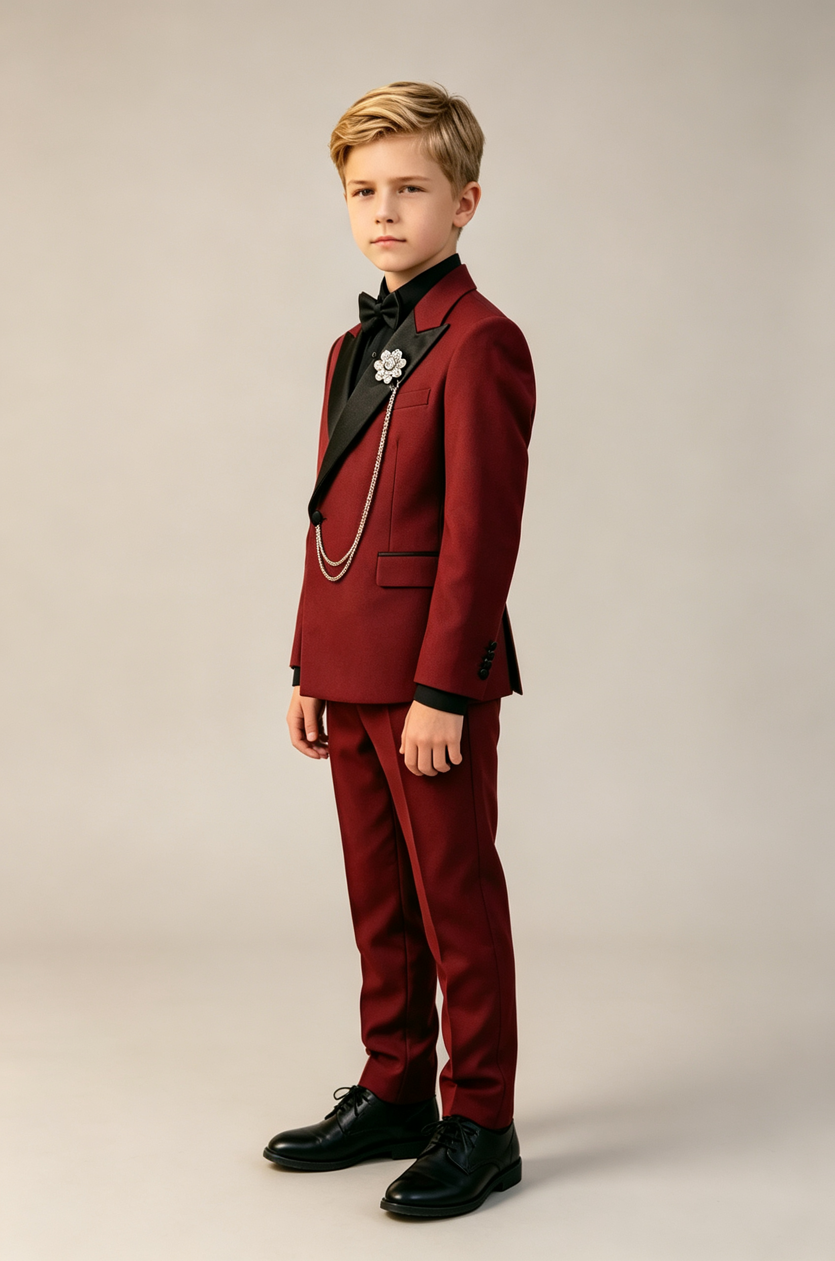 Red & Black Satin Lapels Single‑Breasted 2‑Piece Tuxedo