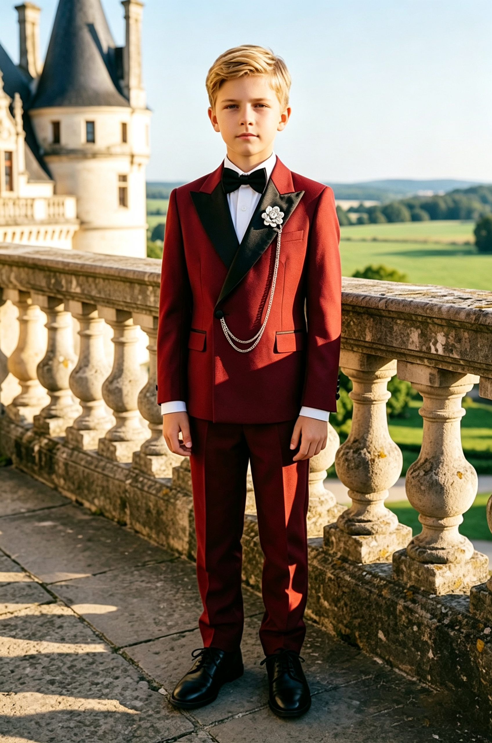 Red & Black Satin Lapels Single‑Breasted 2‑Piece Tuxedo