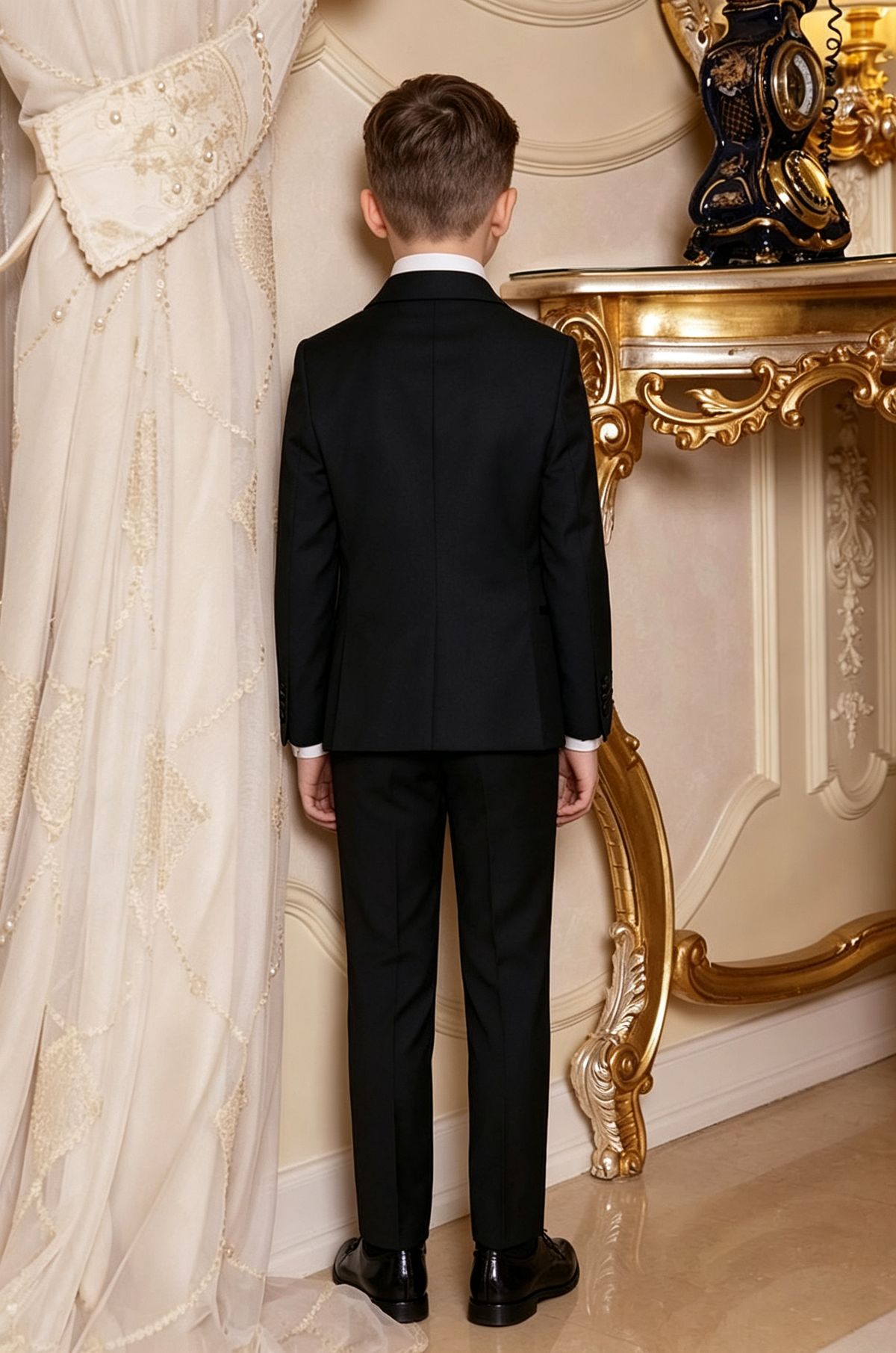 Black Blend Tuxedo Single‑Breasted Satin Lapel 2‑Piece Suit Set