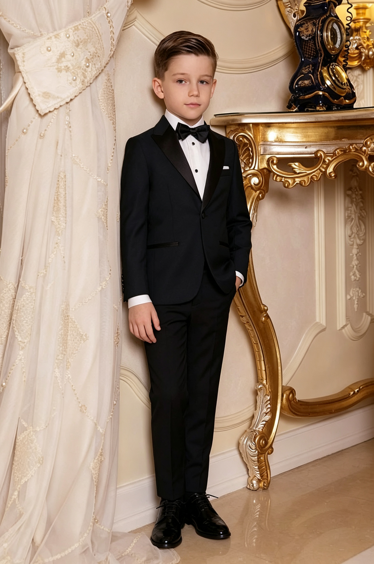 Black Blend Tuxedo Single‑Breasted Satin Lapel 2‑Piece Suit Set
