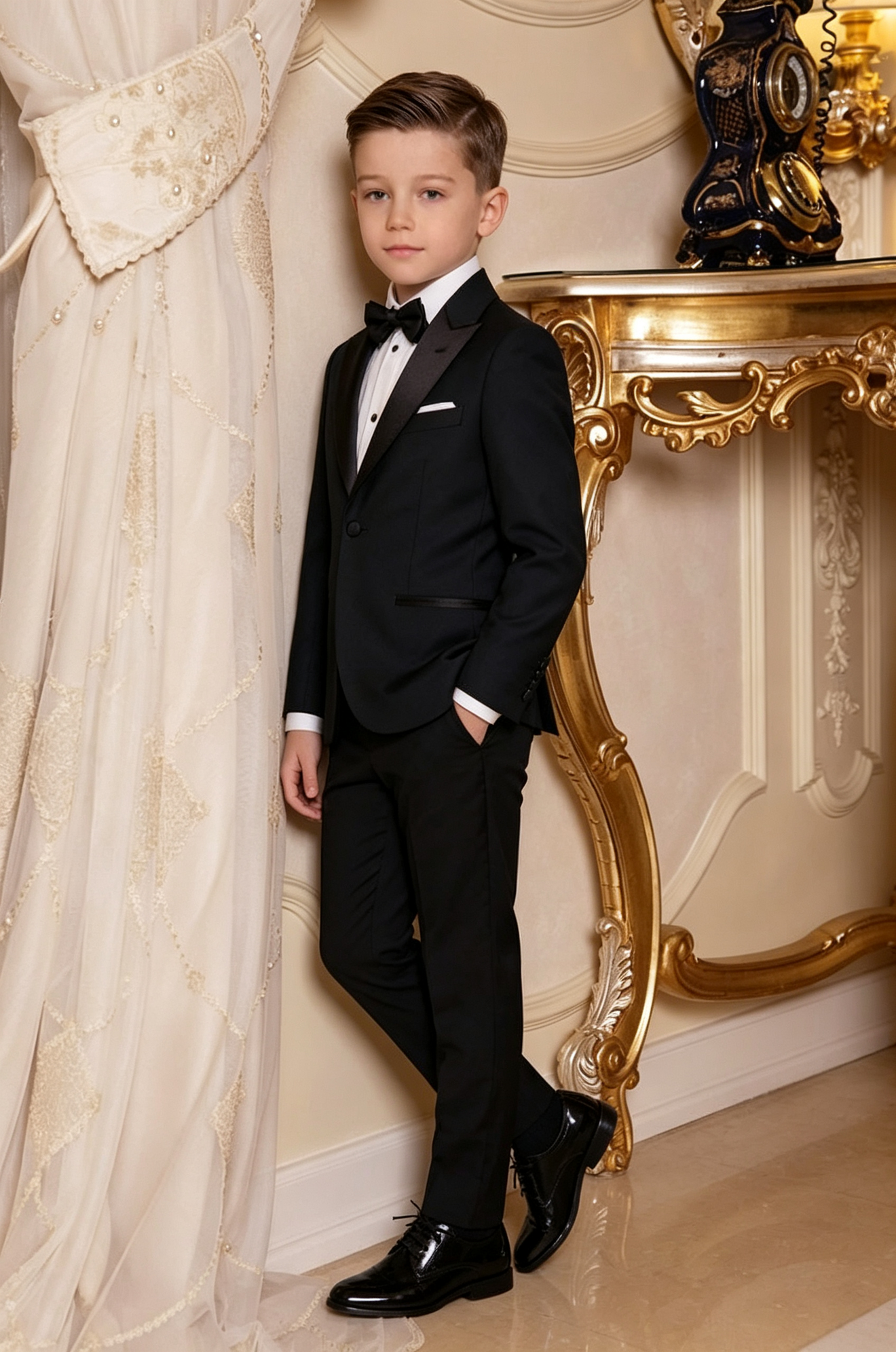 Black Blend Tuxedo Single‑Breasted Satin Lapel 2‑Piece Suit Set