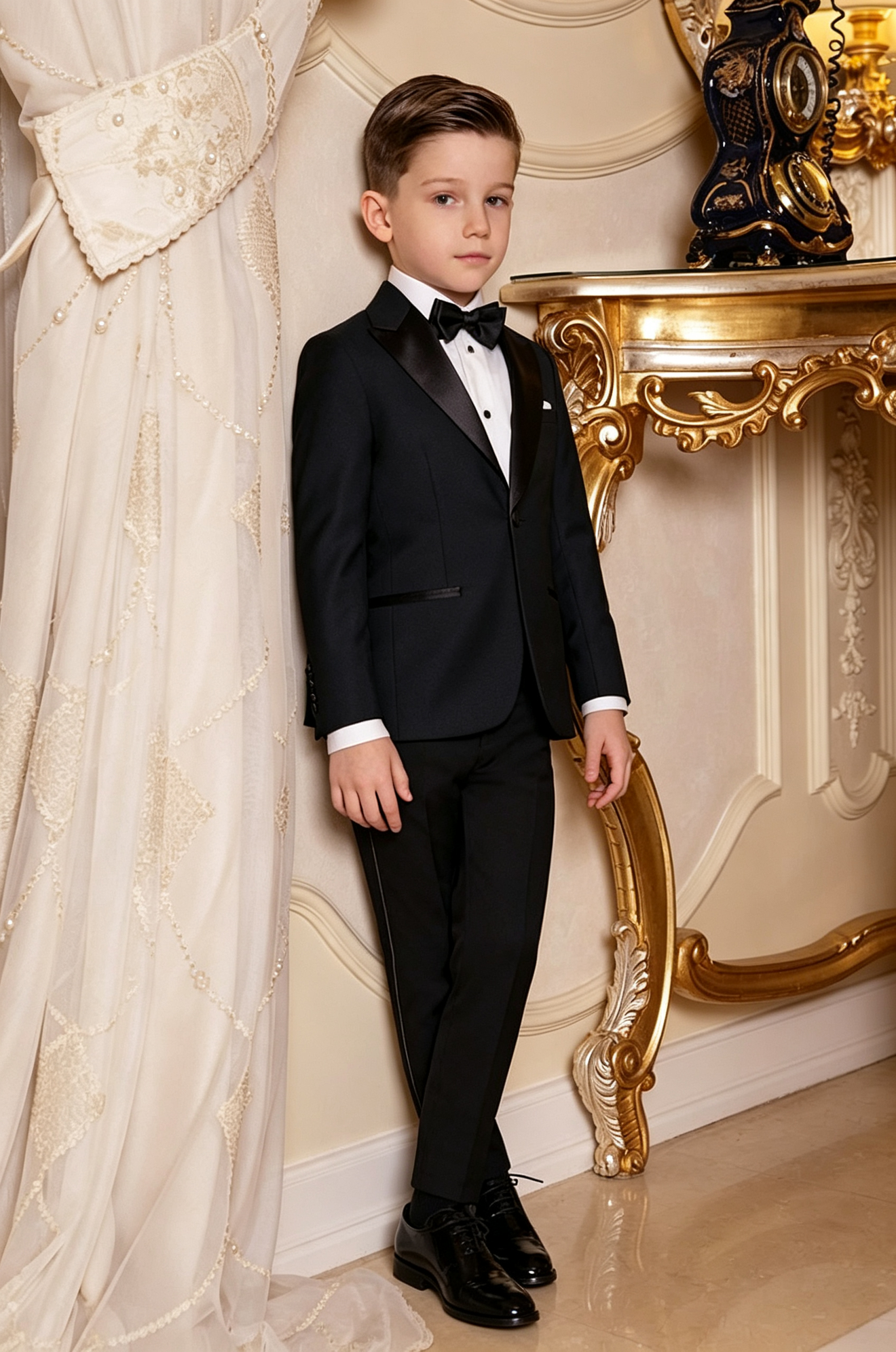 Black Blend Tuxedo Single‑Breasted Satin Lapel 2‑Piece Suit Set