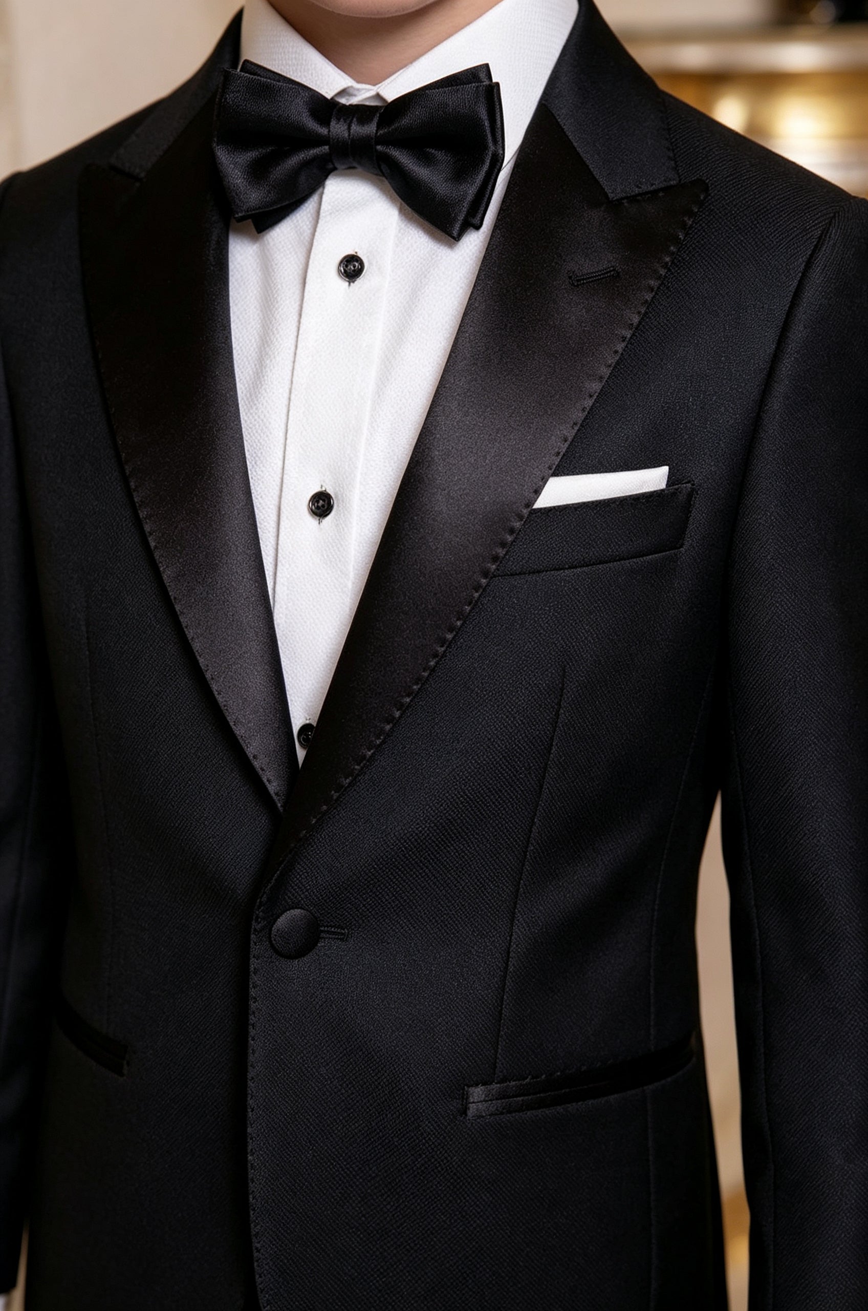 Black Blend Tuxedo Single‑Breasted Satin Lapel 2‑Piece Suit Set