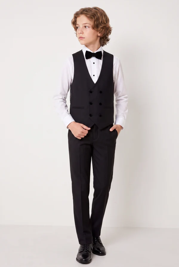 Black Velvet Lapel Single‑Breasted 3‑Piece Suit Set