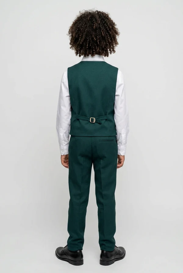 Deep Green Shawl Lapel Double‑Breasted 2‑Piece Waistcoat Suit Set