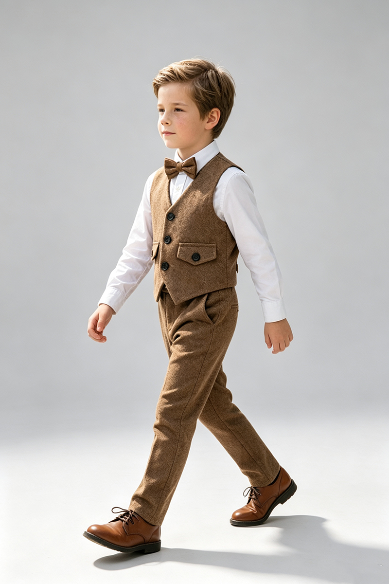 Boys Brown Tweed 2-Piece Suit Two-Piece Suit for Wedding