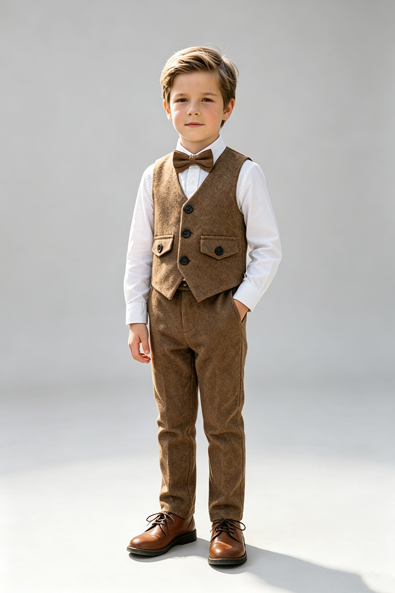 Boys Brown Tweed 2-Piece Suit Two-Piece Suit for Wedding