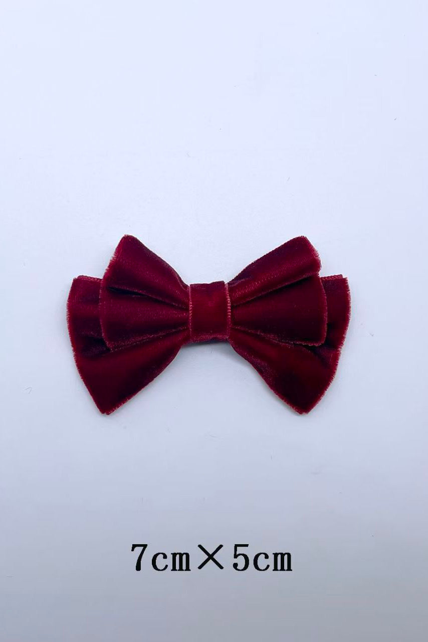 Boys Burgundy Velvet Double‑Layer Bow Tie