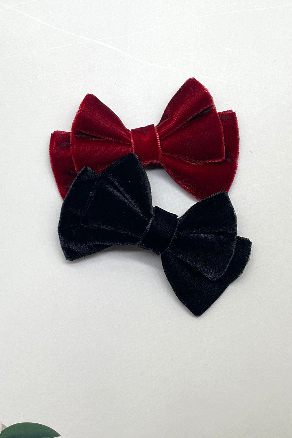 Boys Burgundy Velvet Double‑Layer Bow Tie