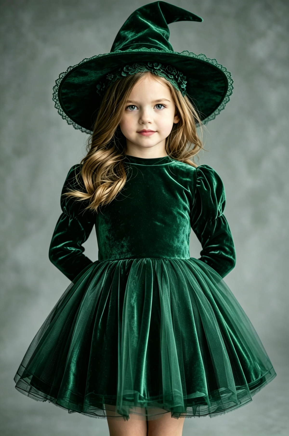 Deep Purple Velvet Tulle Long Puff Sleeve A‑Line Party Dress