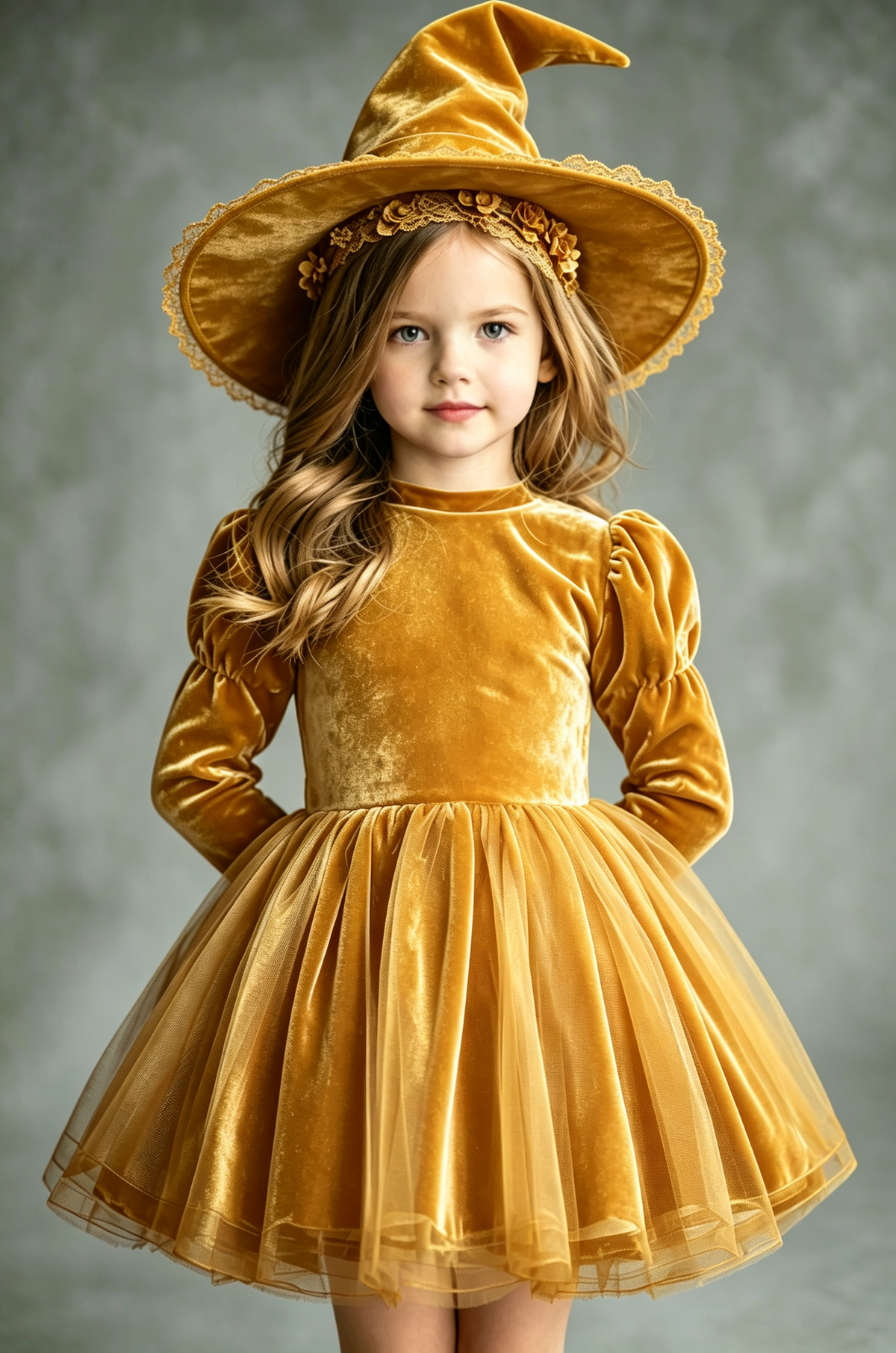 Deep Purple Velvet Tulle Long Puff Sleeve A‑Line Party Dress