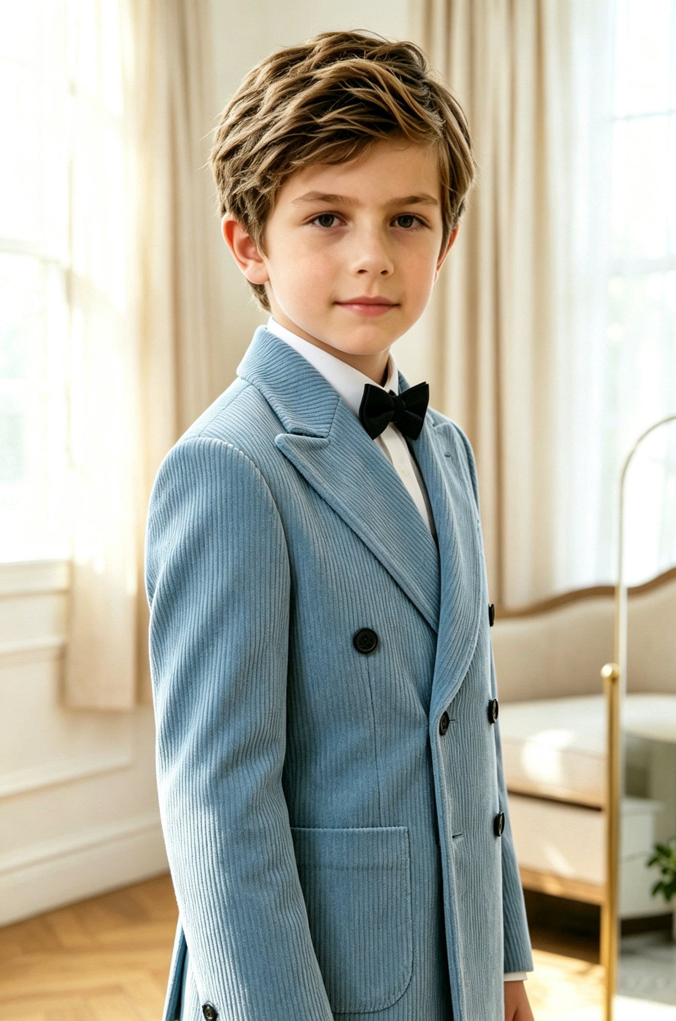 Blue Corduroy Double‑Breasted Blazer