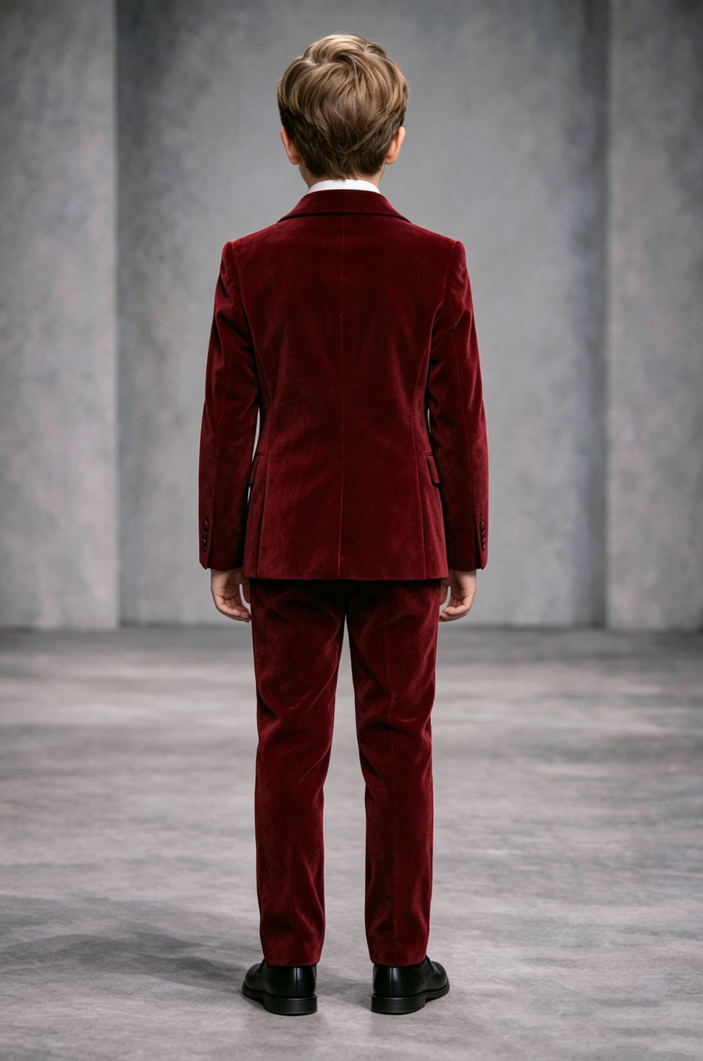Burgundy Velvet Matching Fabric Button Double‑Breasted Formal 2‑Piece Suit