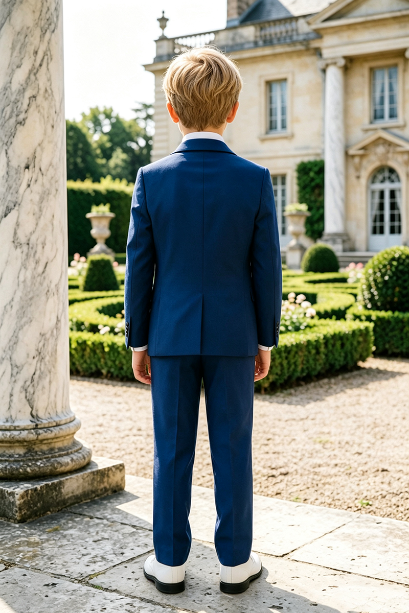 Boys Royal Blue with Classic Notch Lapel 3‑Piece Suit for Weddings