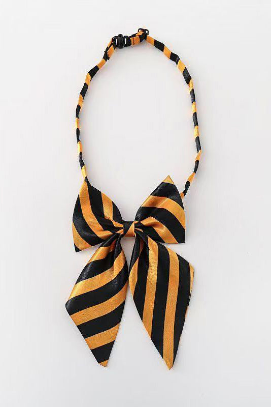 Gold Black Stripe Satin Adjustable Bow Tie