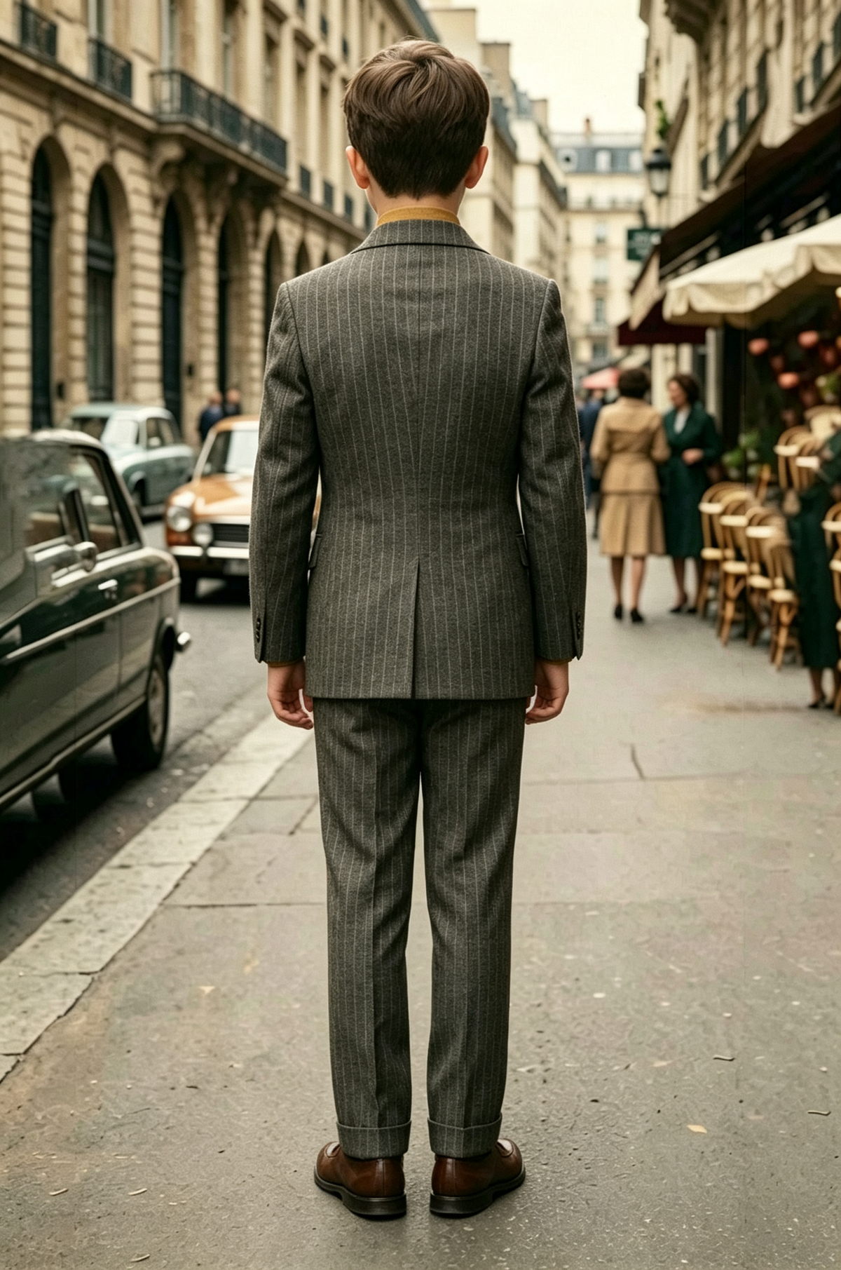 Deep Grey Pinstripe Double Breasted Blend 2-Piece Suit