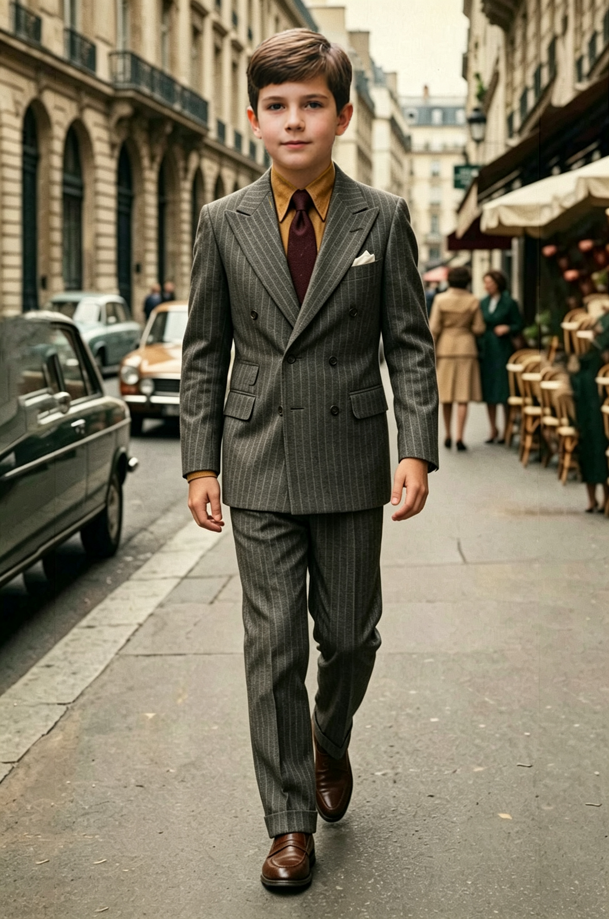 Deep Grey Pinstripe Double Breasted Blend 2-Piece Suit