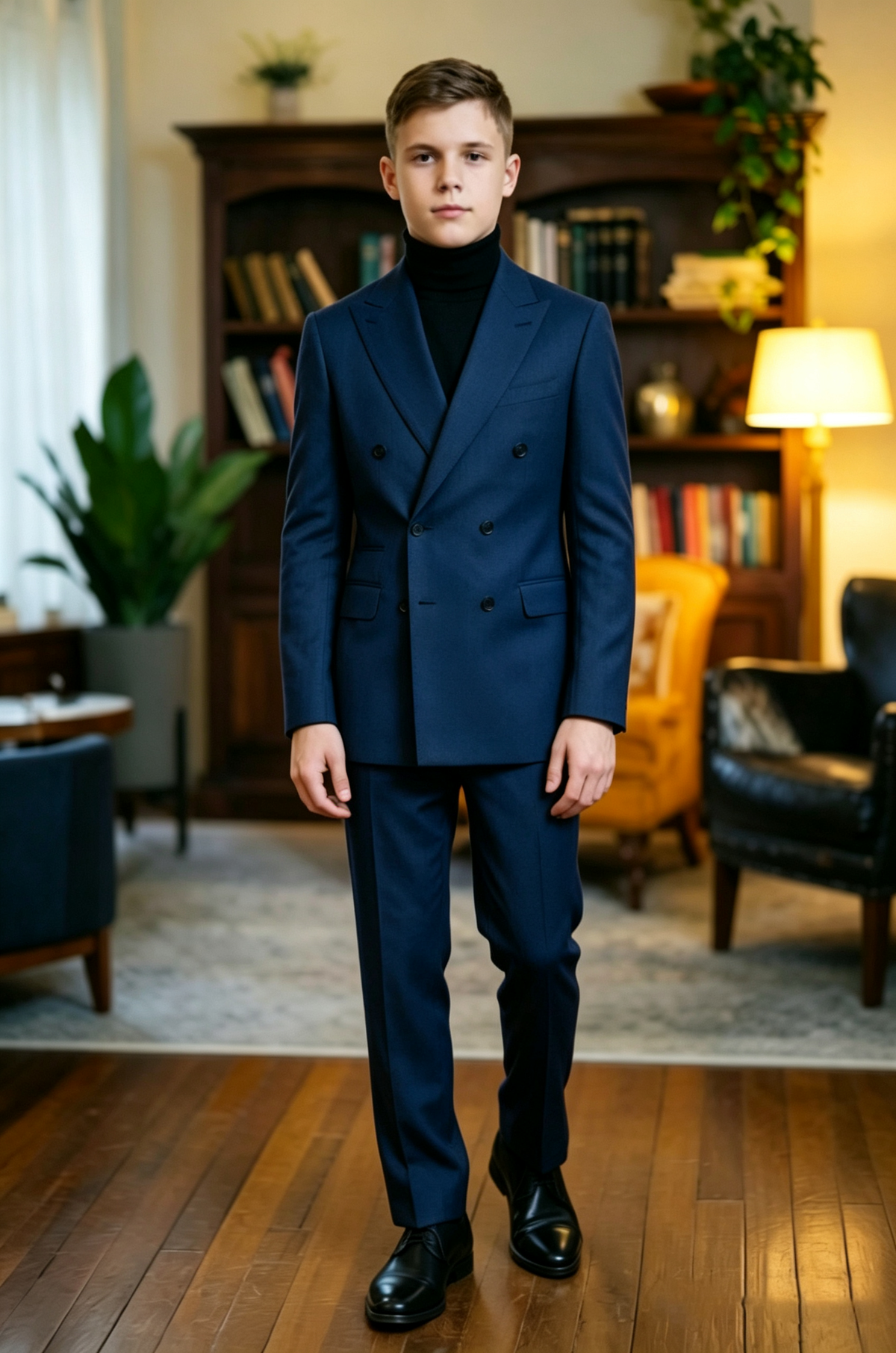 Deep Blue Double Breasted Blend 2-Piece Suit