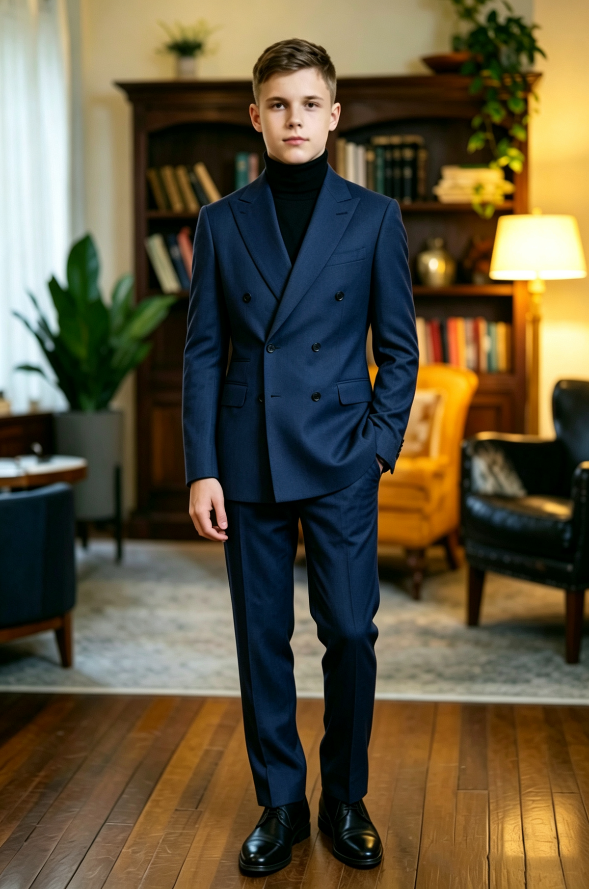 Deep Blue Double Breasted Blend 2-Piece Suit