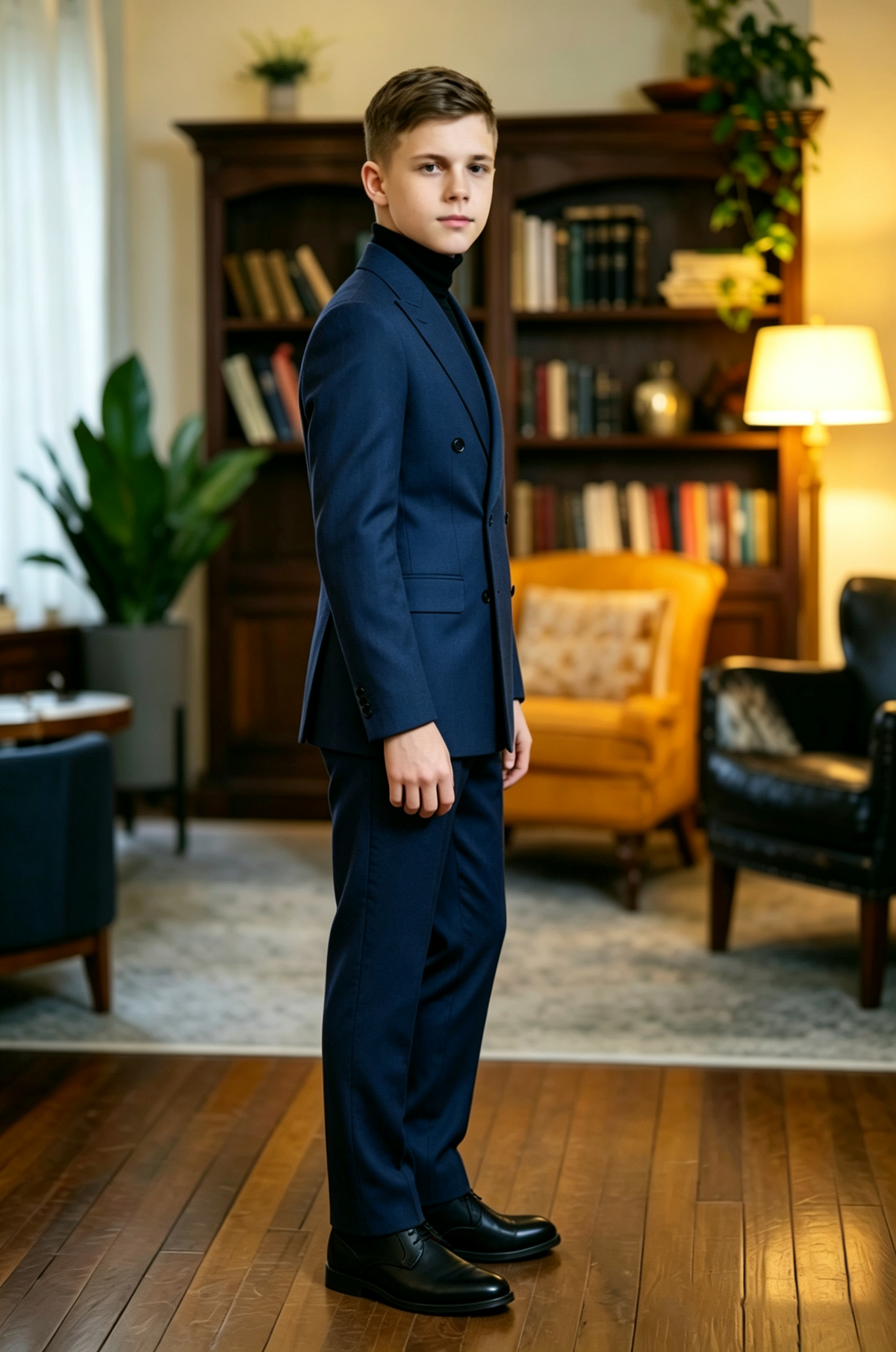 Deep Blue Double Breasted Blend 2-Piece Suit
