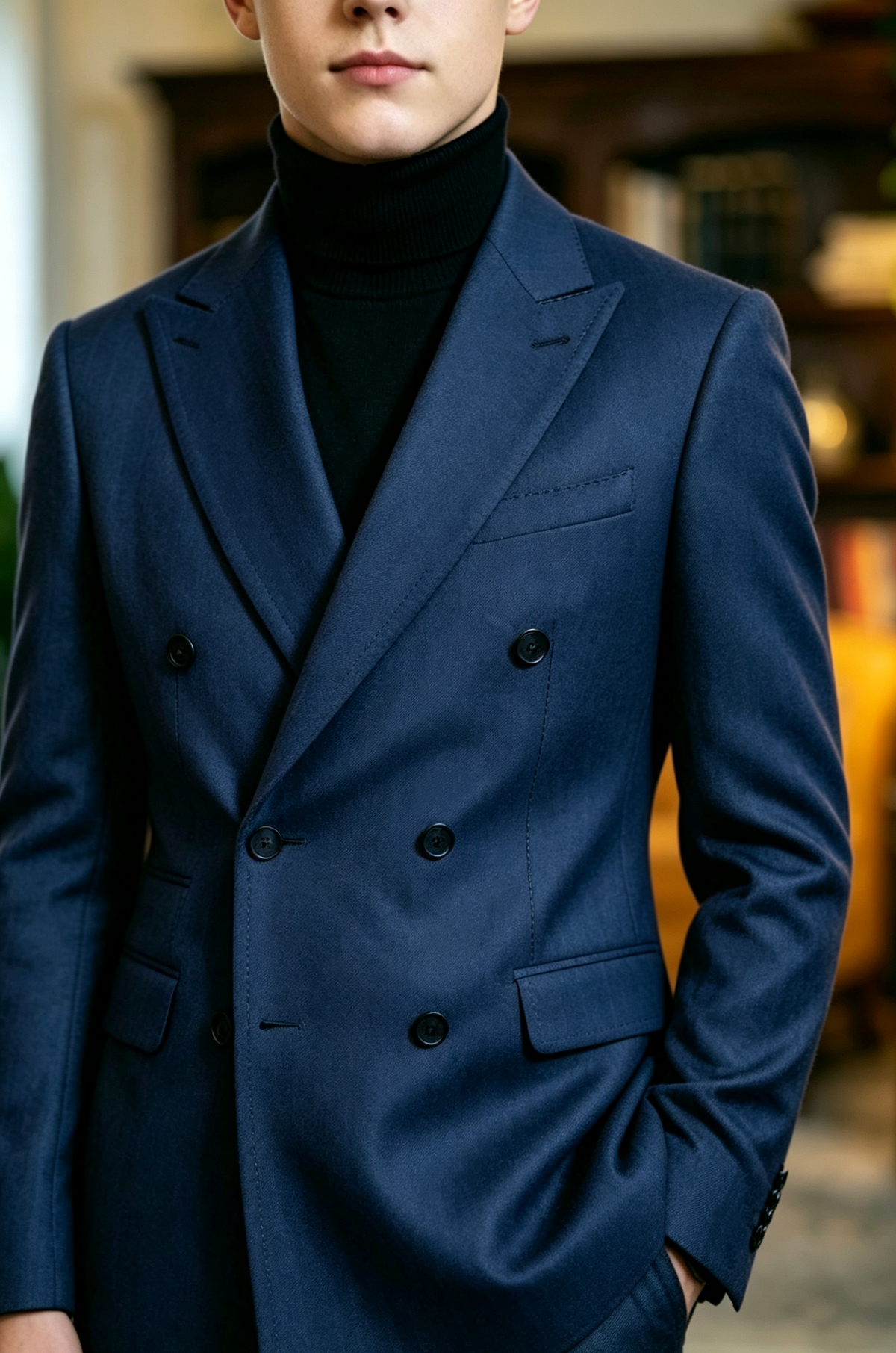 Deep Blue Double Breasted Blend 2-Piece Suit