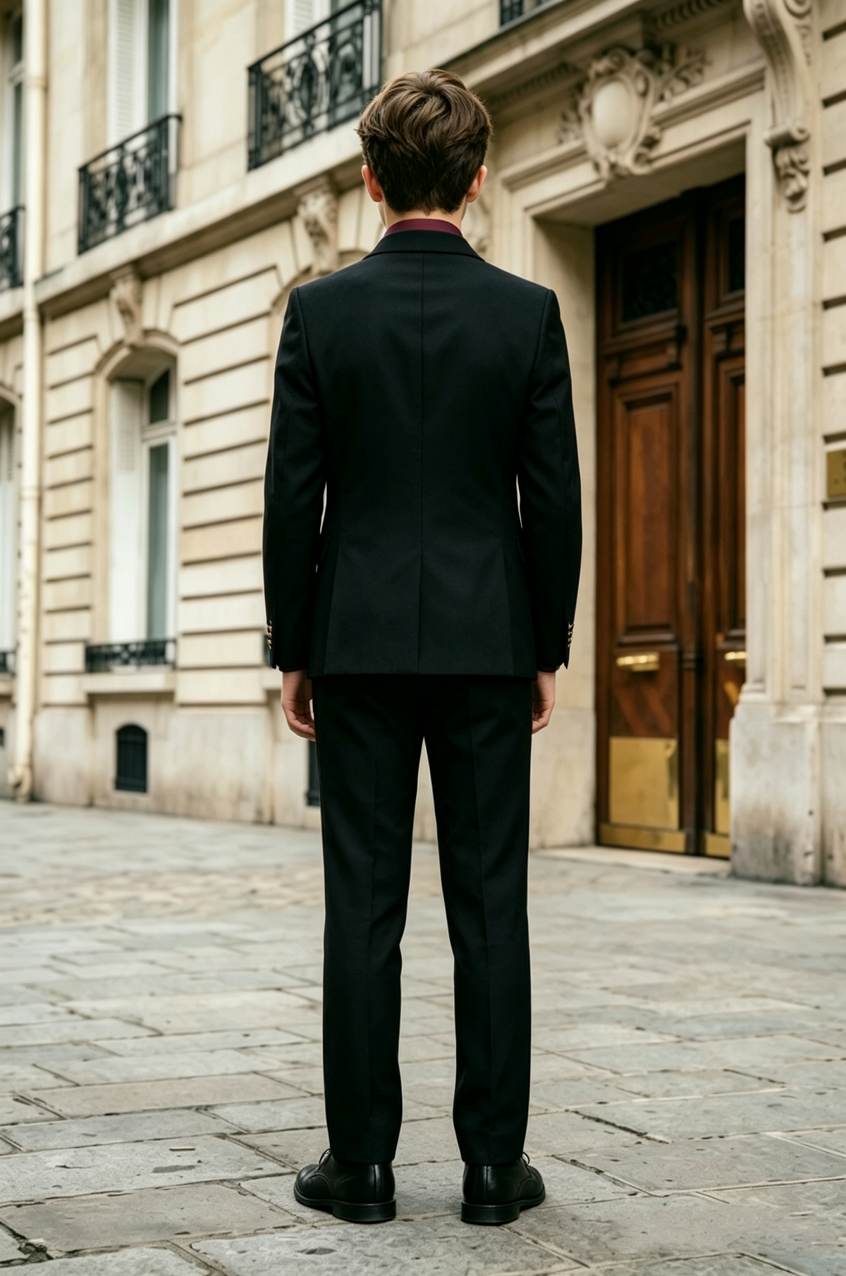Black & Gold Button Double Breasted Blend 2-Piece Suit