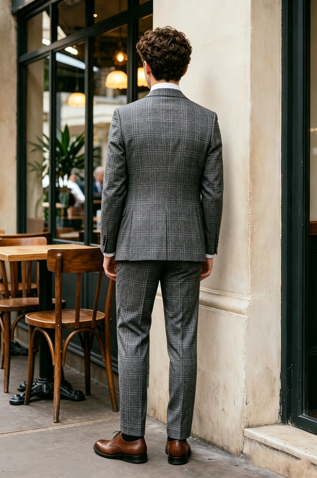 Grey Plaid Single Breasted Blend 3-Piece Suit