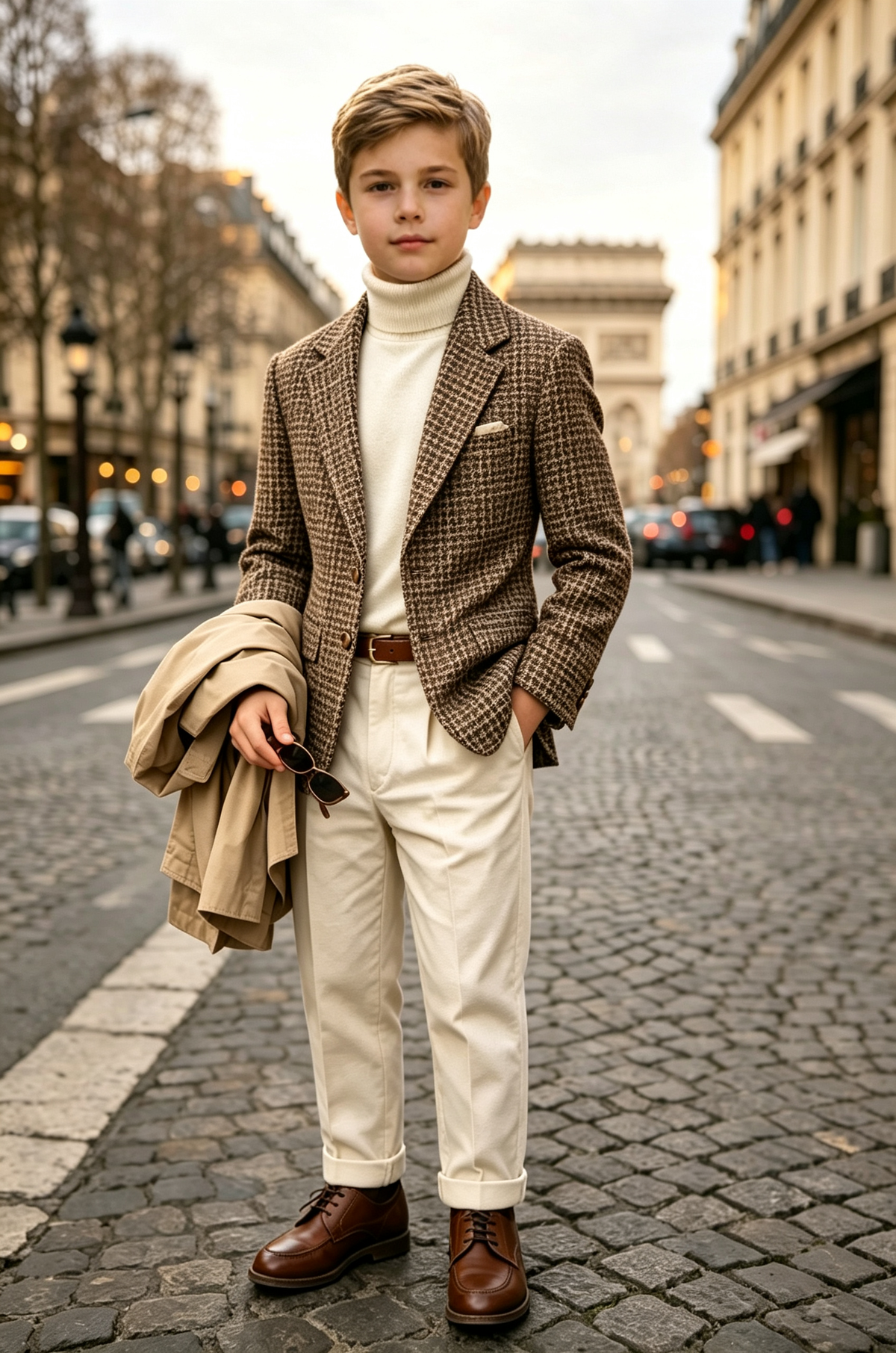 Brown Houndstooth Single Breasted Blend 2-Piece Suit