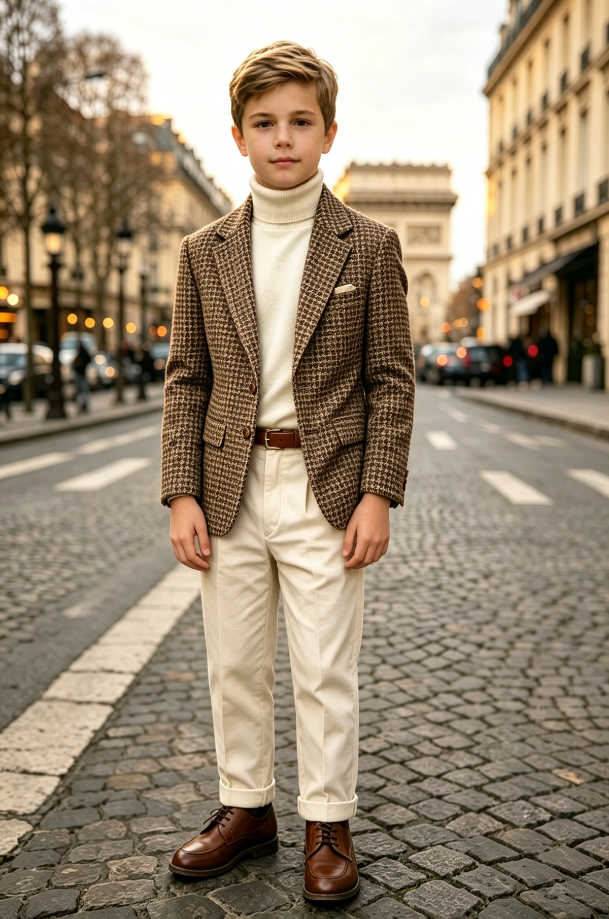 Brown Houndstooth Single Breasted Blend 2-Piece Suit