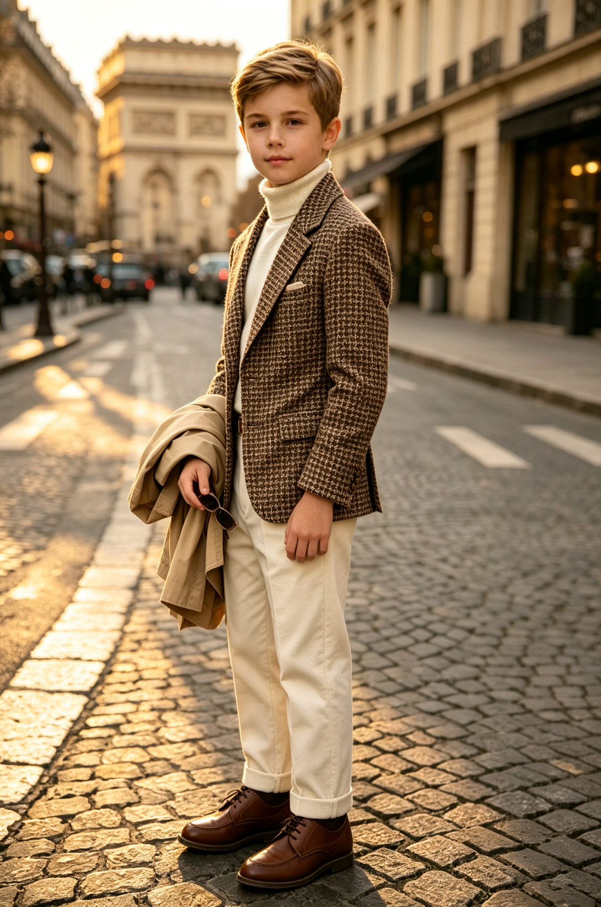 Brown Houndstooth Single Breasted Blend 2-Piece Suit