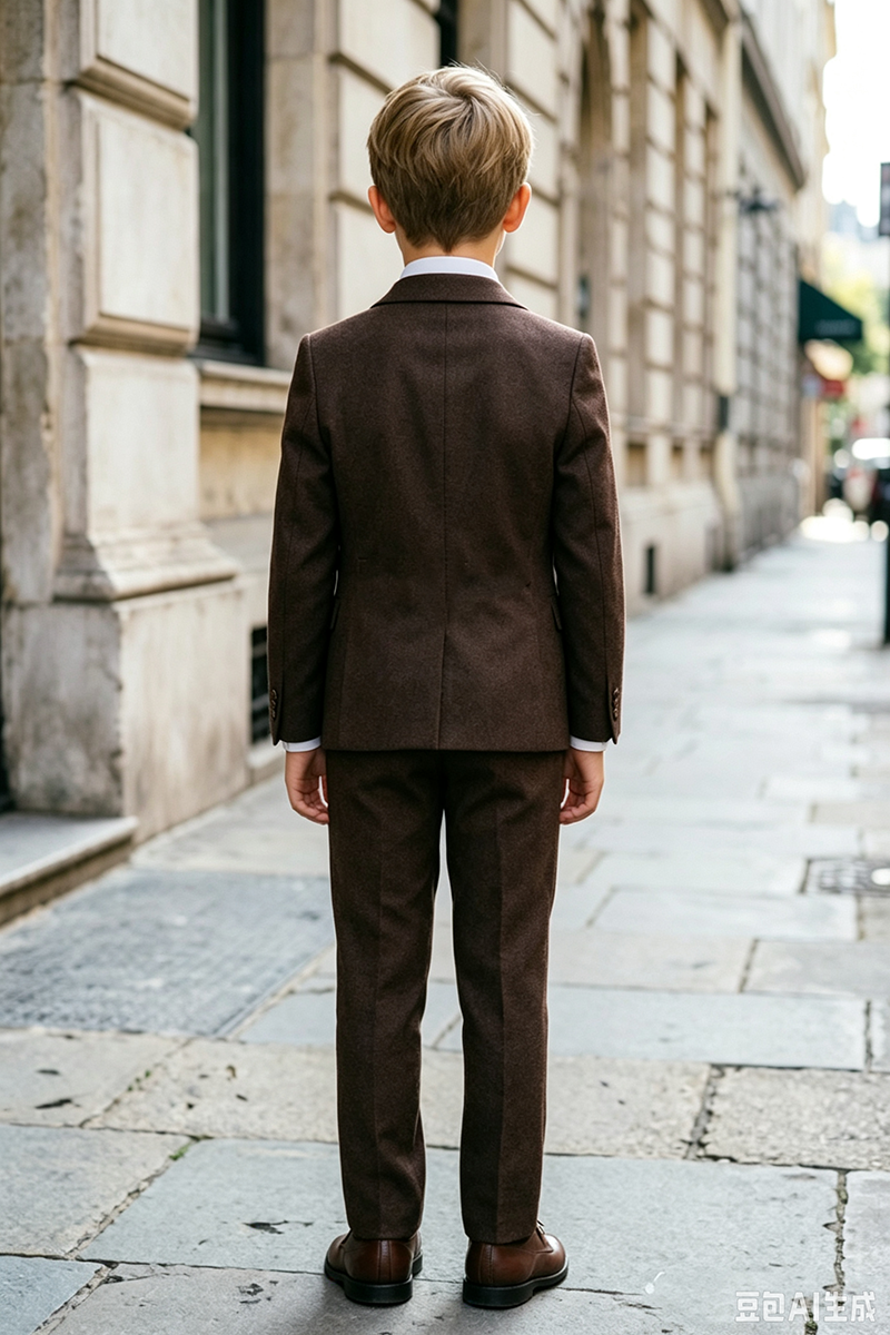 Boys Brown with Notch Lapel 3‑Piece Suit for Weddings
