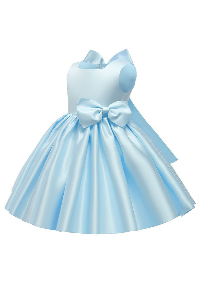 Sage Green Satin Sleeveless Square Neck A-Line Party Flower Girl Dress