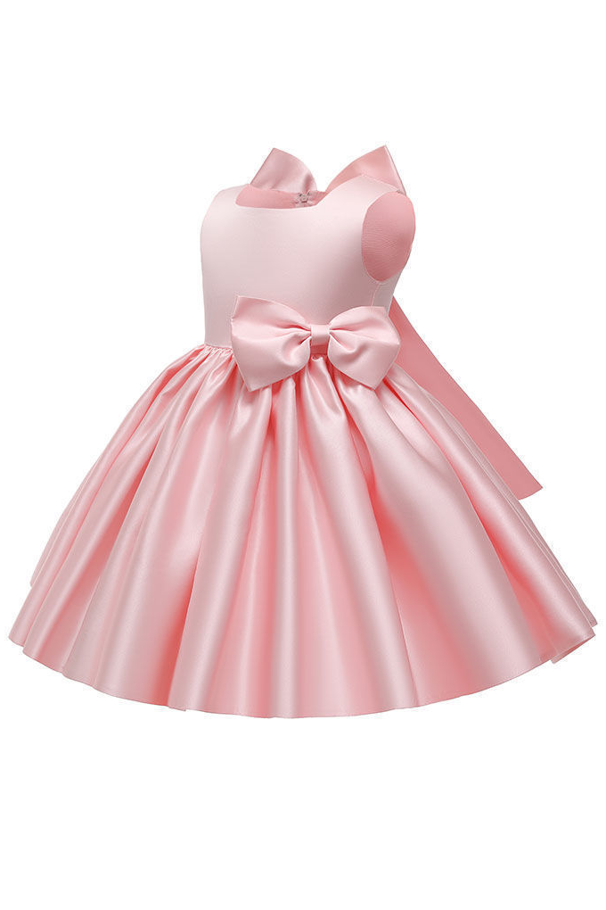 Sage Green Satin Sleeveless Square Neck A-Line Party Flower Girl Dress