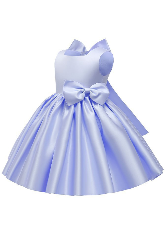 Sage Green Satin Sleeveless Square Neck A-Line Party Flower Girl Dress