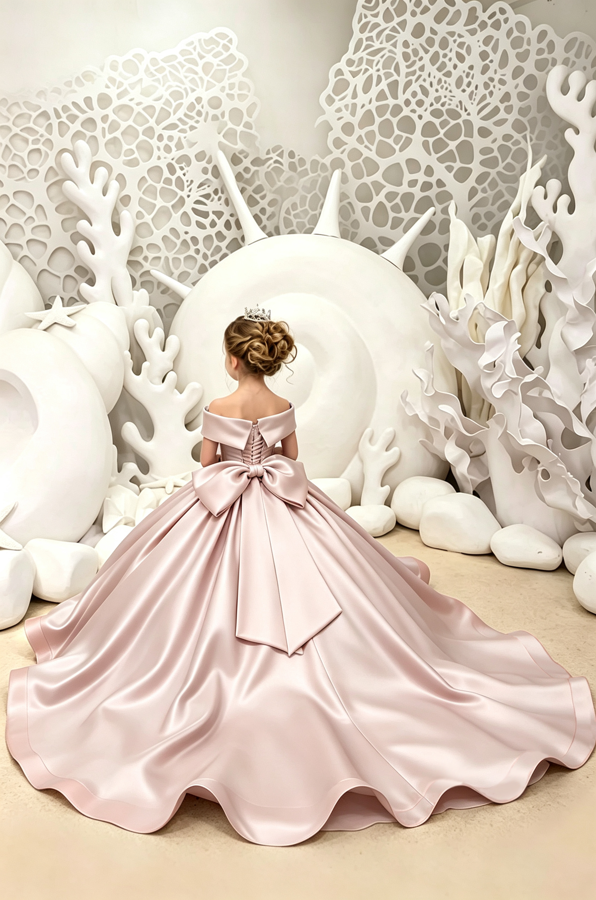 Sky Blue Satin Off Shoulder Oversized Back Bow A-Line Princess Dress