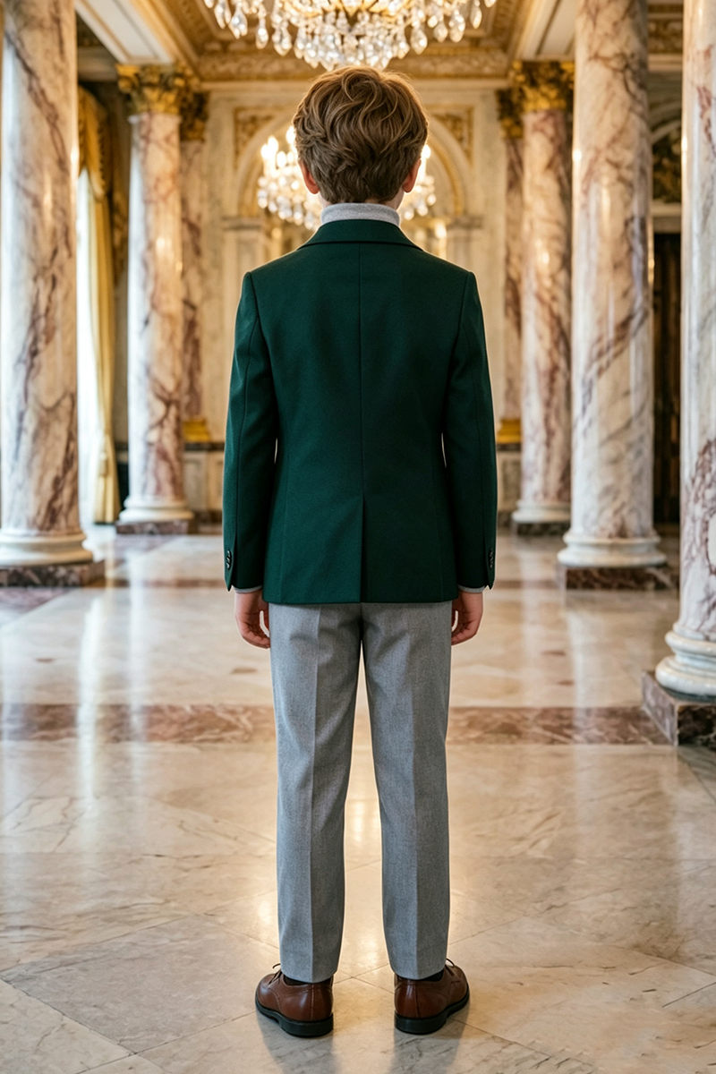 Boys Forest Green with Notch Lapel 2-Piece Suit