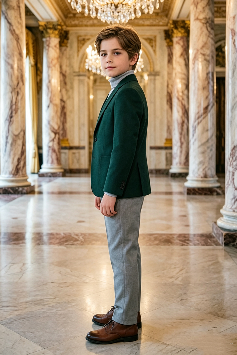 Boys Forest Green with Notch Lapel 2-Piece Suit