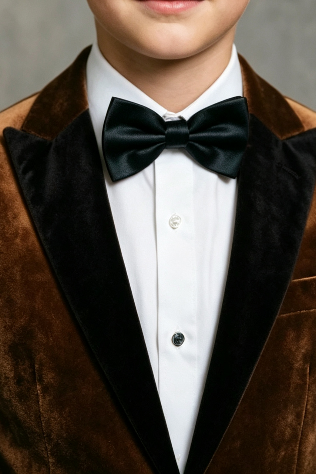 Brown Velvet Tuxedo Single Breasted Blazer with Black Velvet Lapels