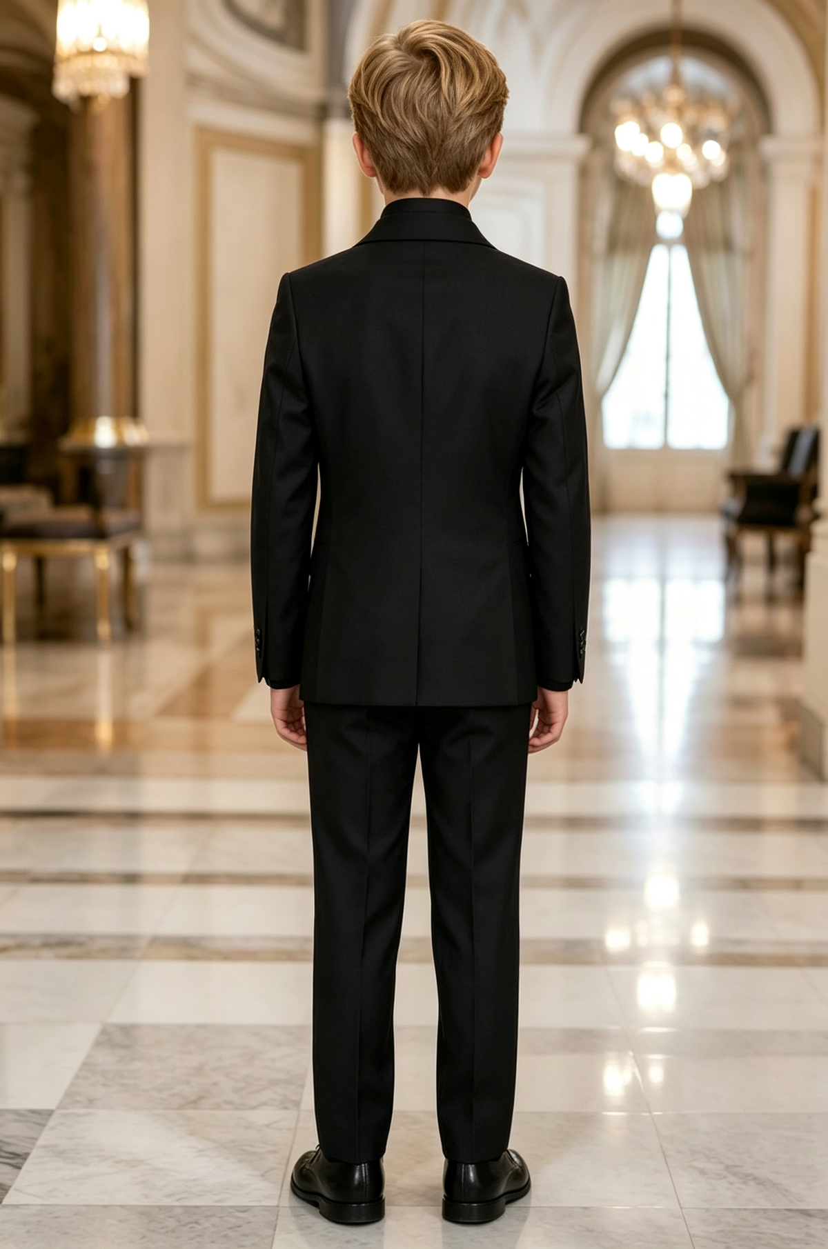 Black Boys Peak Lapel Single Breasted 2 Piece Suit