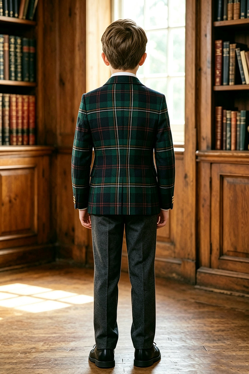 Boys Green Tartan with Double Breasted 2-Piece Suit for Weddings