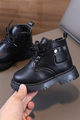 Kids Beige Faux Leather Winter Martin Boots