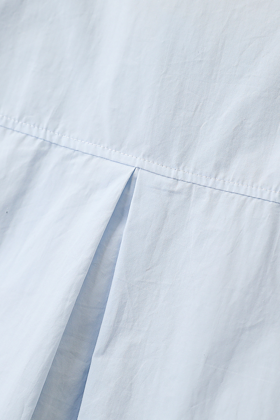 Light Blue Stand Collar Solid Cotton Long Sleeve Shirt