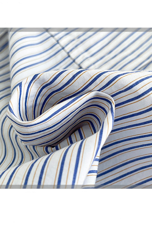 Boys White Vertical Stripe Cotton Long Sleeve Shirt
