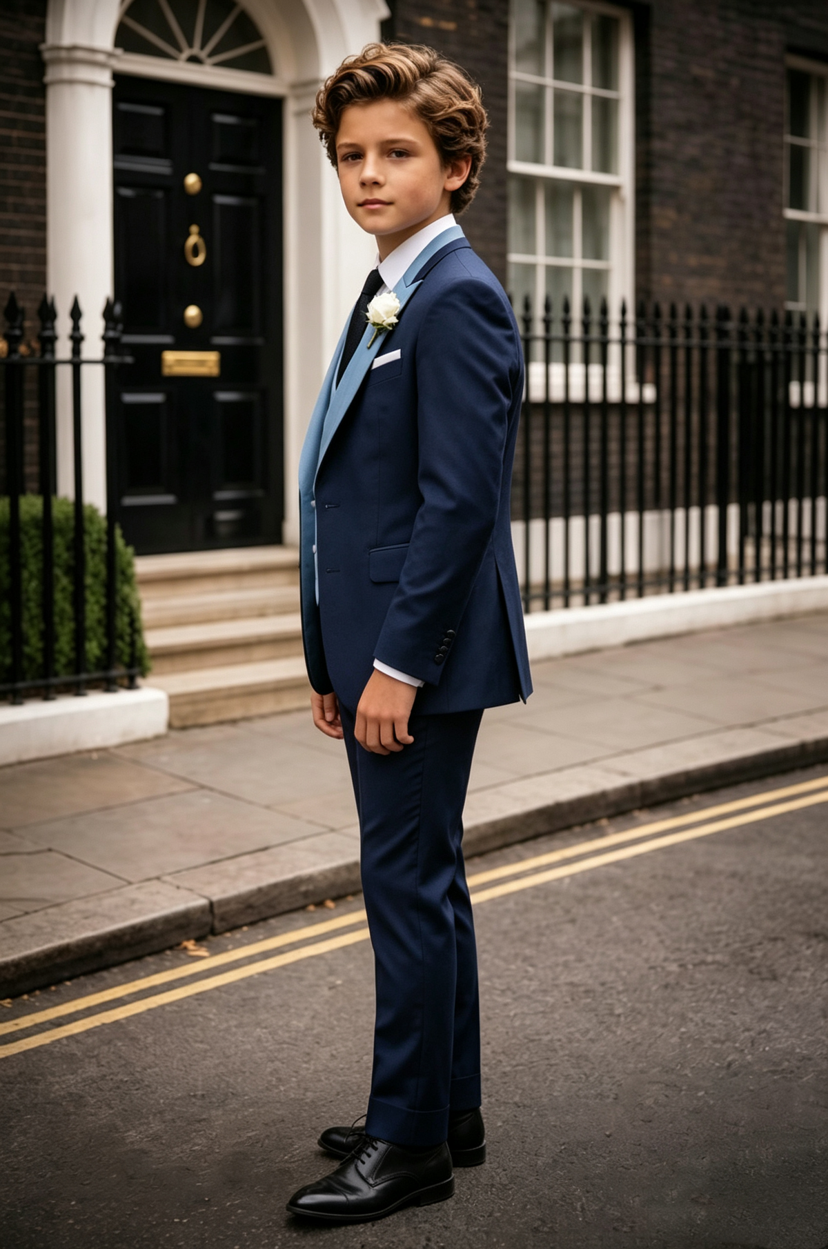 Navy & Sky Blue Mix Double Breasted 3-Piece Suit Set