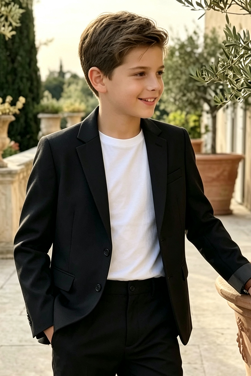 Boys Black 2-Piece Suit with Relaxed Modern